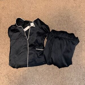 Victoria's Secret Black Satin Sleepwear with White Piping